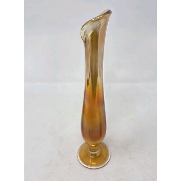 Vintage Swung Carnival Glass Vase Marigold Orange 12" - Picture 4 of 14